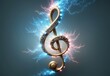 © Peredniankina - abstract musical background with musical treble clef