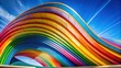© VisualVault - A vibrant rainbow-colored architectural structure arches majestically against a clear blue sky, creating a stunning display of color and form.