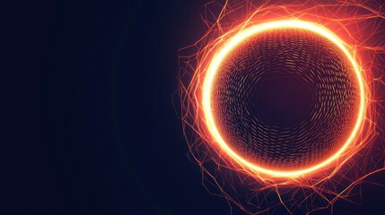 Poster - Abstract digital representation of a glowing circular shape with intricate lines.