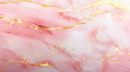Wall Mural - Pink and Gold Marble Background with Glittering Accents