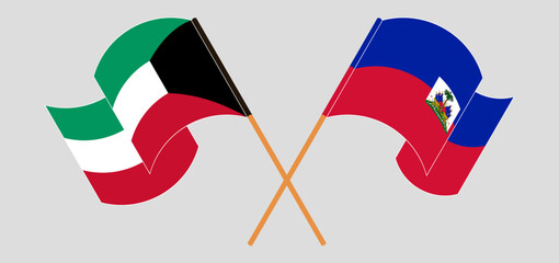 Wall Mural - Crossed and waving flags of Kuwait and Republic of Haiti. Vector illustration