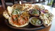 © sujitea - A tantalizing platter of assorted Indian bread, including naan, roti, and paratha, served with flavorful curries and chutneys, a staple of Indian cuisine.