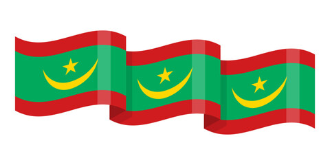 Wall Mural - Vector illustration of wavy Mauritania flag on transparent background