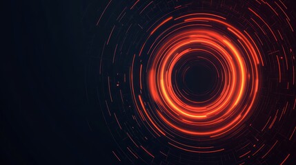 Poster - Abstract circular design with glowing red lines on a dark background.