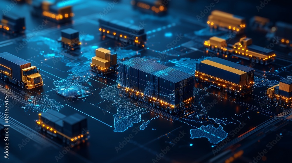 Global logistics AI hub with a highly detailed world map interface ...