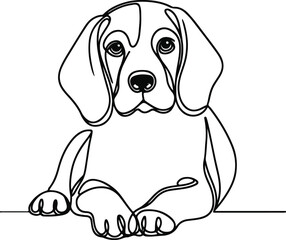 Wall Mural - line art beagle dog, Beagle line drawing, vector art, illustrations