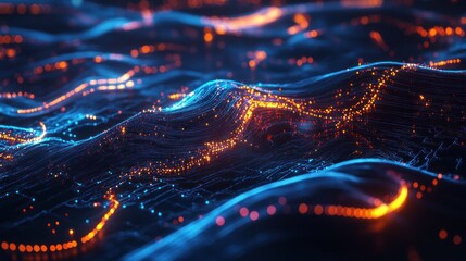 Poster - Abstract representation of flowing data in vibrant colors, suggesting movement and connectivity.