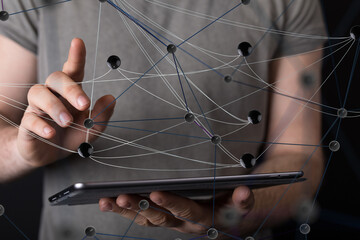 Poster - conference Digital Network and data concept 3d