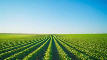 beautiful view of green soybean field