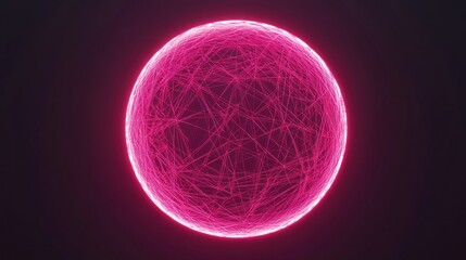 Poster - A glowing, abstract sphere composed of interconnected lines in vibrant pink hues.