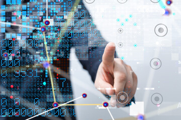 neural network 3d illustration. big data and cybersecurity