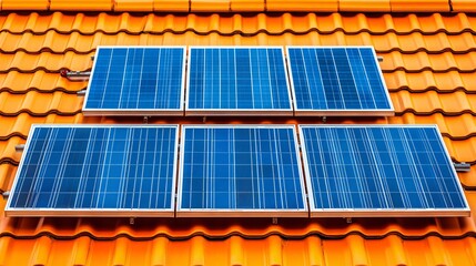 A collection of solar panels installed on a rooftop, efficiently capturing sunlight for heating and energy purposes. This modern technology promotes sustainability and renewable energy.