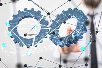 Poster - gear Technology background. Big data concept