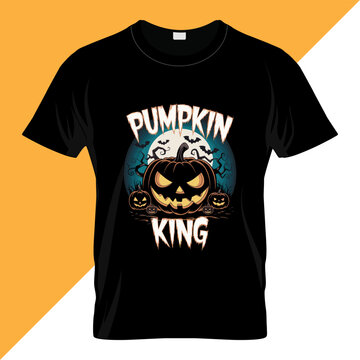 Pumpkin King – Halloween T-shirt Design Vector. Happy Halloween lettering. Greeting cards, posters, banners, flyers and invitations. Happy Halloween text, holiday background stock illustration