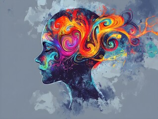 Poster - Colorful Abstract Portrait of a Woman's Profile