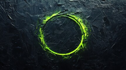 Poster - A glowing green circle on a textured dark background, suggesting energy or digital themes.