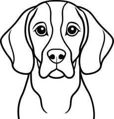 Wall Mural - line art beagle dog, Beagle line drawing, vector art, illustrations