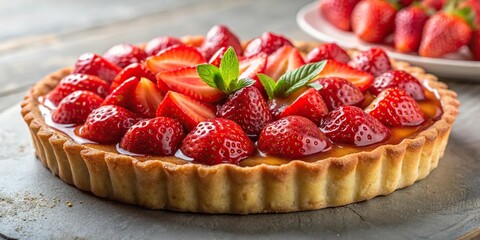 Delicious strawberry tart with fresh fruits