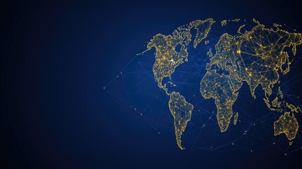 Fototapete - a world map designed with glowing connections highlights the global network of digital technology, i