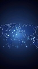 Fototapete - a world map designed with glowing connections highlights the global network of digital technology, i