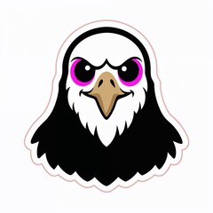 Eagle head with a fierce expression in a horror film style on a white background copy space