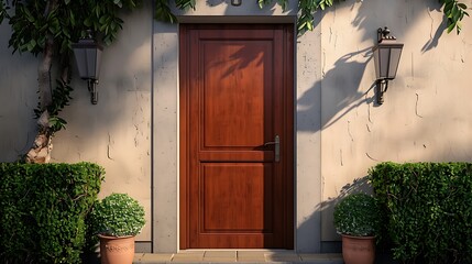 Luxury wooden door in a house