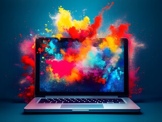 Poster - Vibrant Color Explosion from Laptop Screen