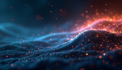 Poster - A dark background with a blue and red abstract pattern, creating a mesmerizing gradient effect. This visual symbolizes the dynamic energy and movement in a digital environment.