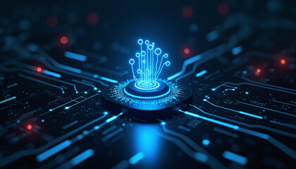 Poster - Data Icon with Network Integration: A data icon connected within a digital network, symbolizing the flow and management of information in a modern technological environment.
