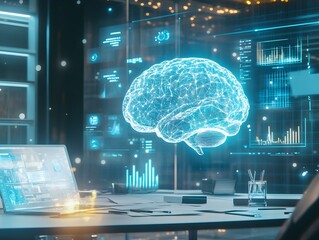 Aufkleber - Future Technology and Brain Integration Concept