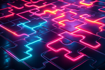 Transparent puzzles in neon light