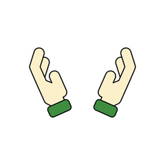 Hand gesture icon. Flat illustration of hand gesture icon for web design. Hands holding design, hands praying logo. Support, peace, care hand gestures. 