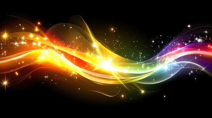 Fototapete - Bright waves of color and light flow together in an abstract design, creating a stunning effect