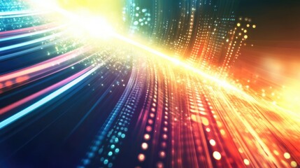 Fototapete - Bright colors and flowing lines create a captivating technological abstract backdrop