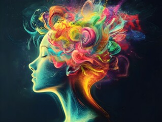 Aufkleber - Vibrant Abstract Hair of Colorful Swirls