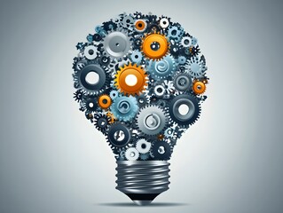 Aufkleber - Creative Light Bulb Made of Gears and Cogs
