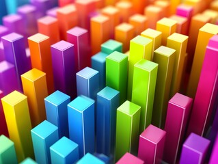 Poster - Vibrant Colorful Bar Graphs Abstract Background