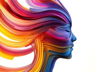 Poster - Vibrant Abstract Portrait of a Woman's Profile