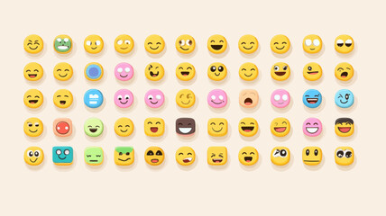 Poster - Complete WhatsApp Emoticons Collection October 2023 Vector Set - Colorful Emoji Icons for Messaging Design, Social Media, Communication Art, and Digital Expression Graphics