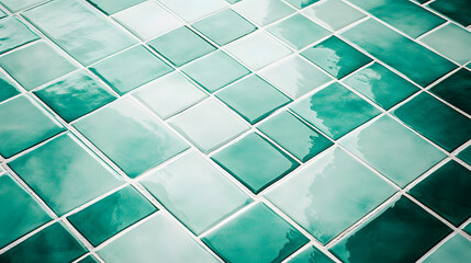 Poster - Playful Green Tile Background: Light Teal and Dark White Lines