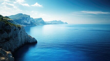 Blue waters under the European continent, serene and beautiful with open space for writing or design.