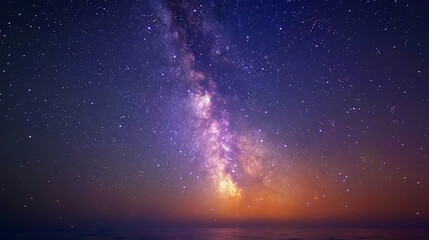 Wall Mural - stunning milky way galaxy over horizon at twilight with vibrant starry sky