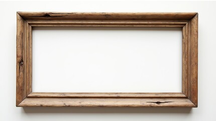 Rustic wooden picture frame on white background for design