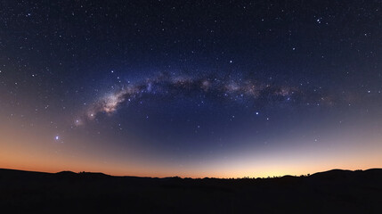 Wall Mural - stunning milky way arch over twilight horizon in desert landscape