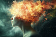 © yusraa_designz - woman head explosion smoke, overthinking, brain, fire in the brain