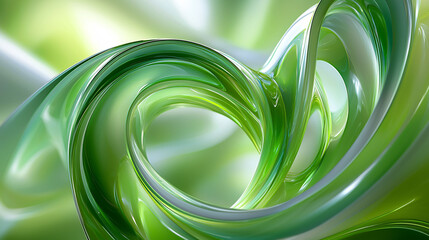 Poster - modern abstract background featuring smooth green swirls and curves, creating sense of fluidity and motion. vibrant green tones evoke fresh and calming atmosphere