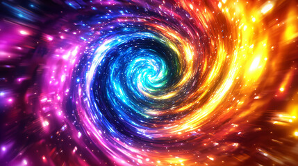 Poster - swirling vortex of vibrant colors creates mesmerizing display of chaotic energy, drawing viewer into cosmic dance of light and motion