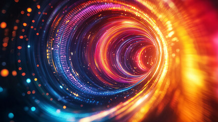 Poster - swirling vortex of vibrant colors creates mesmerizing visual experience, showcasing chaotic energy and dynamic movement. interplay of light and color evokes sense of wonder and excitement
