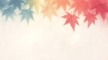 Canvas Print - Autumn leaves in shades of green, yellow, and red against a white background.