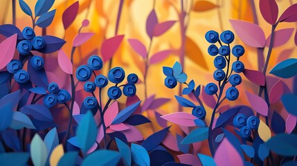 Close up of wild blueberries in a forest setting Close up of wild blueberries in a natural environment